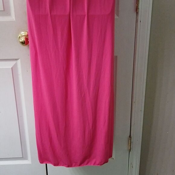 Smocked top pinkish mauve floral print maxi strapless dress Sz M EUC - Picture 6 of 8